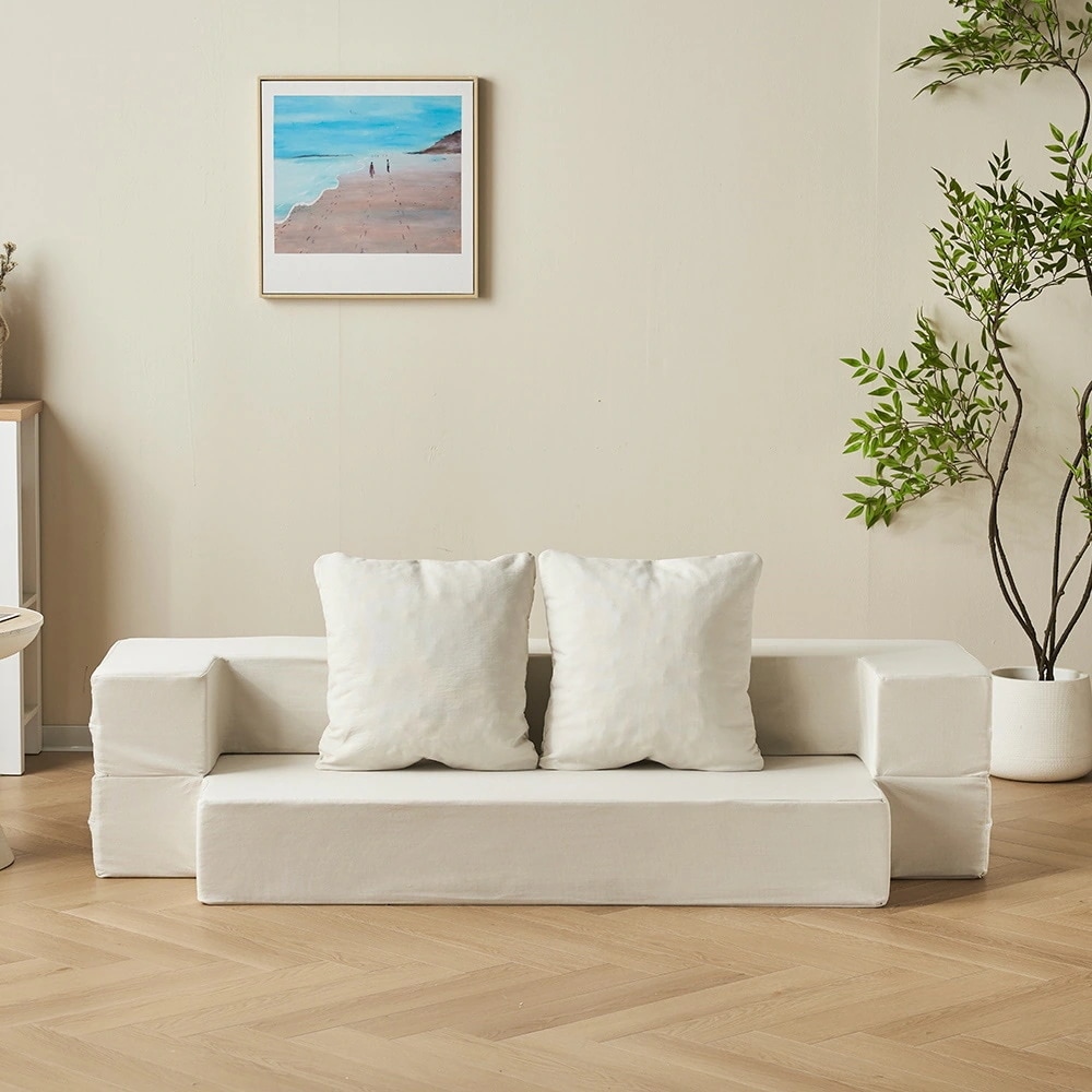 【国内即日発送】2人掛けソファベッド 組立て不要 フロアソファ コンパクト ローソファ こたつ用 ソファー 1人暮らし マルチに使える クッション付き 座椅子 1人掛け 完成品 軽いソファー 圧縮梱包