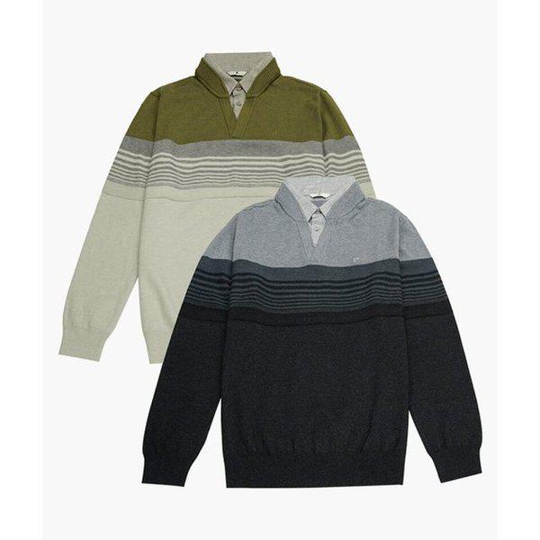 ストライプレイヤードニット PPKT33531_KG