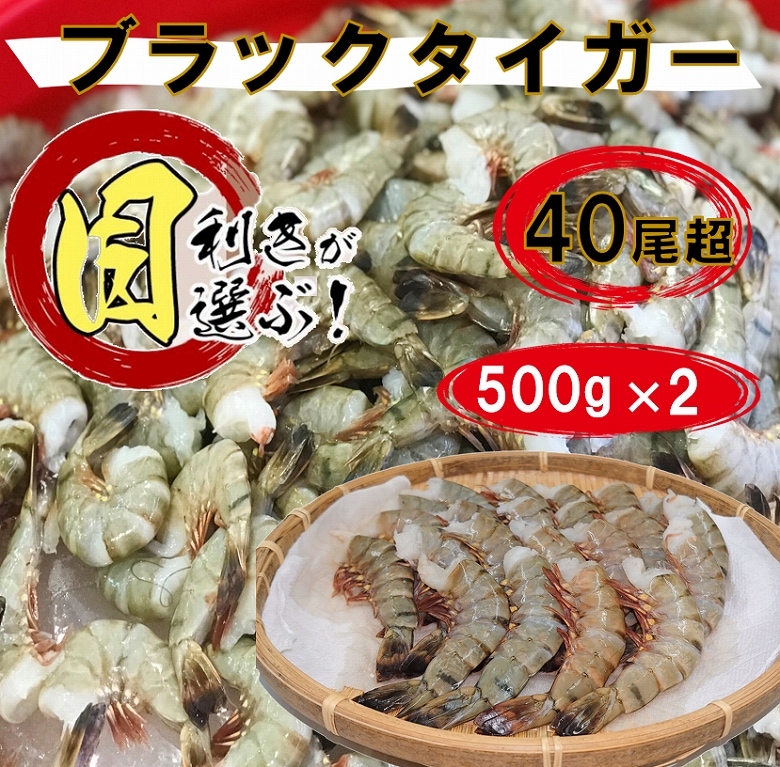 エビ えび 海老 ブラックタイガー 42尾超 500g入り 2P 合計1kg 真空パック