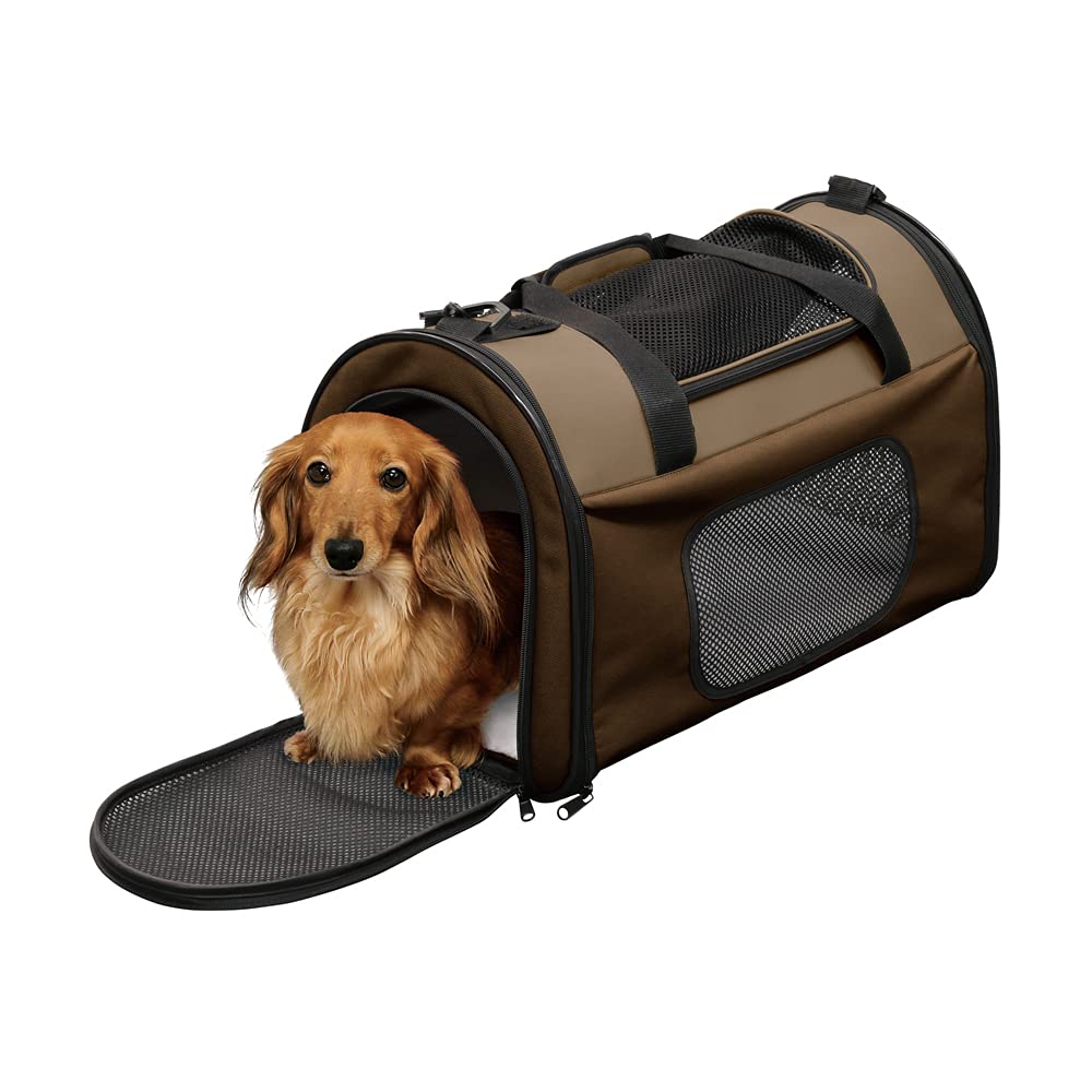 アイリスオーヤマ(IRIS OHYAMA) 犬 猫 キャリー 折りたたみ 収納付 シートベルト固定可 ブラウン 小型犬 Mサイズ