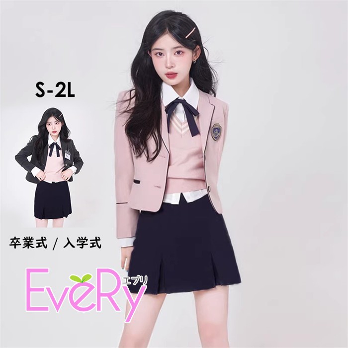 卒業式 入学式 レディース フォーマル 5点セット ジャケット ベスト シャツ スカート リボン 通年対応 S-2L ma009z7z7wd