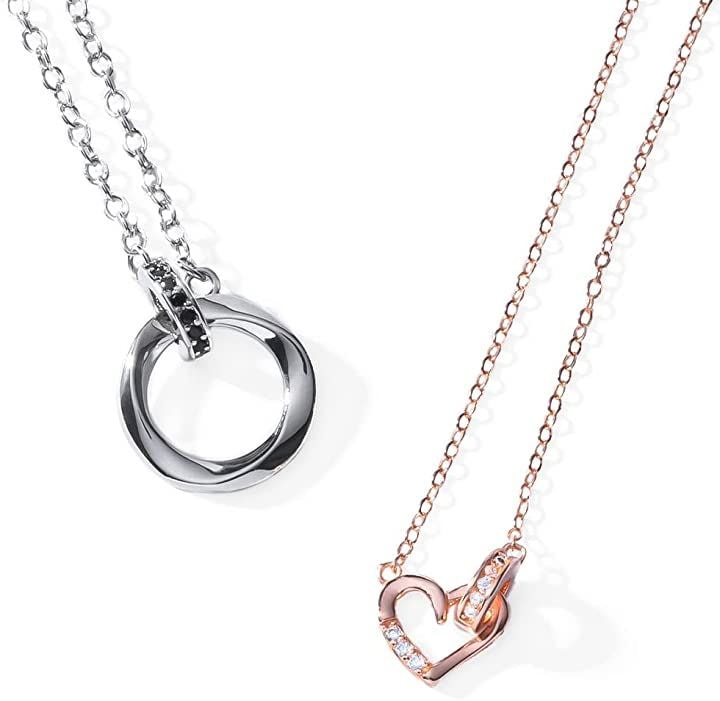 ペアネックレス カップル プレゼント ステンレス ジュエリー メンズ レディース BR-J069 ハート MSB＆LPW(MSB＆LPW)