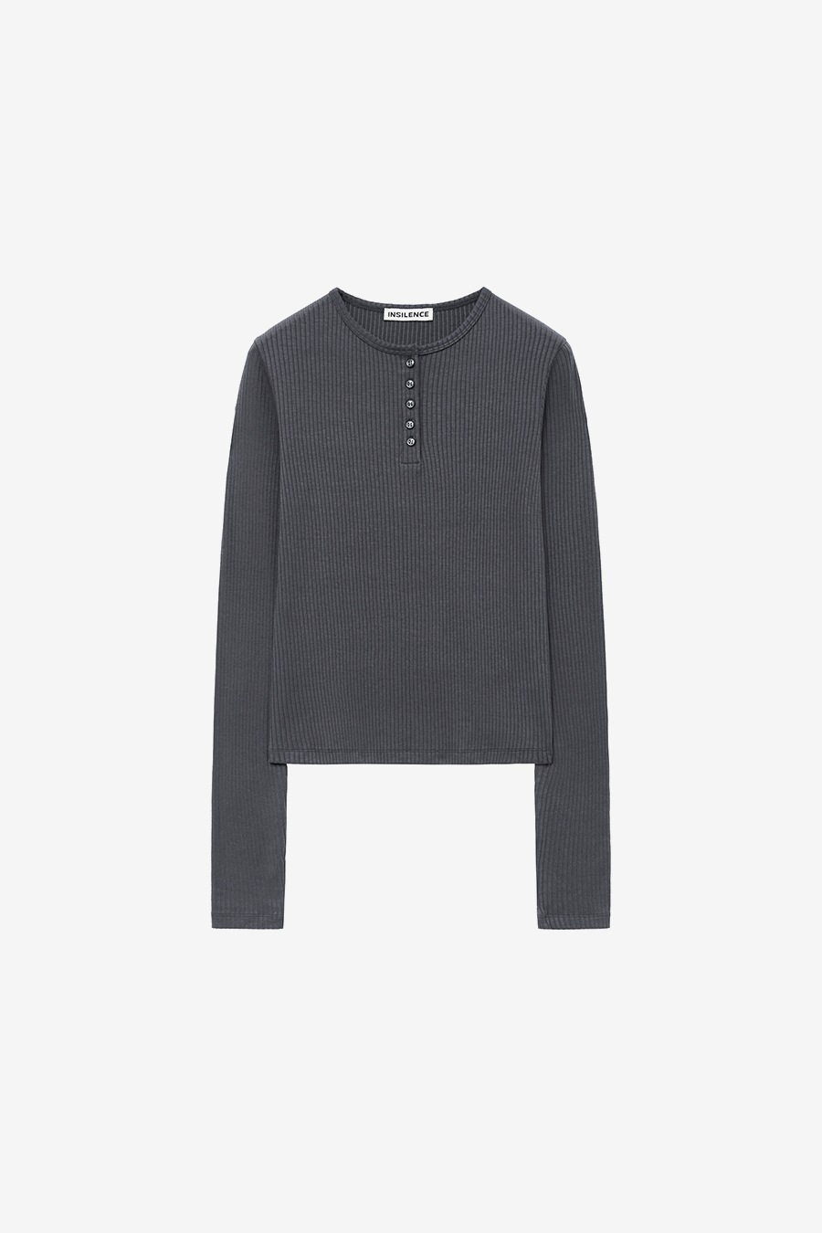 【INSILENCE】 HENRY NECK LONG-SLEEVED TOP : CHARCOAL