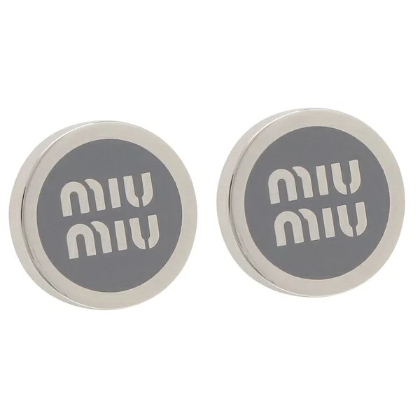ピアス エナメルメタルピアス ロゴ ブルー シルバー レディース MIU MIU 5JO912 2F6T F0KUQ