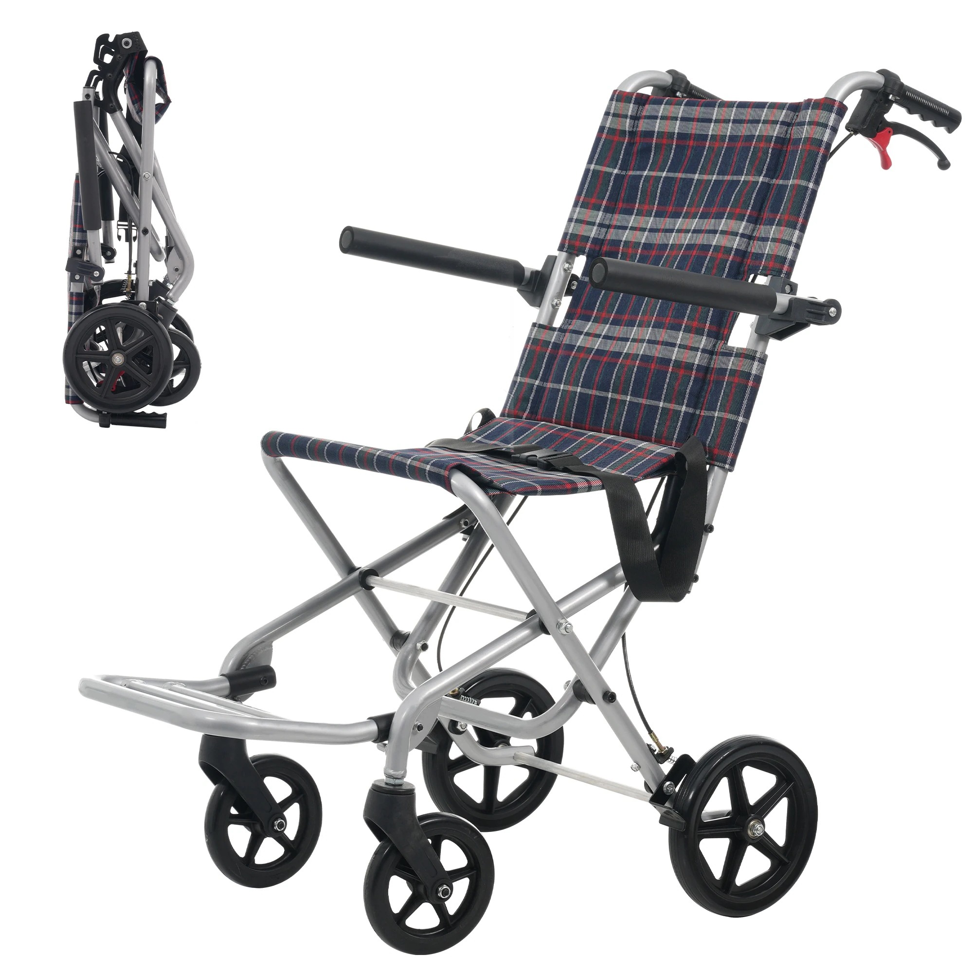 車椅子 折畳み 介助型 自立できる 軽量 コンパクト ノーパンクタイヤ 折りたたみ 収納可能 超軽量 コンパクト 安全ベルトつき 背面ポケット 外出用 旅行用 飛行機持ち込み可 介護 福祉用具 ギン