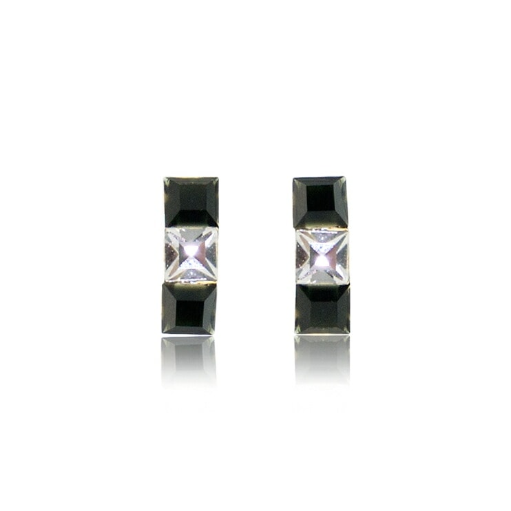 スワロフスキー スクエア ピアス ホワイト 18金 18K K18 YG ゴールド イエローゴールド K18YG