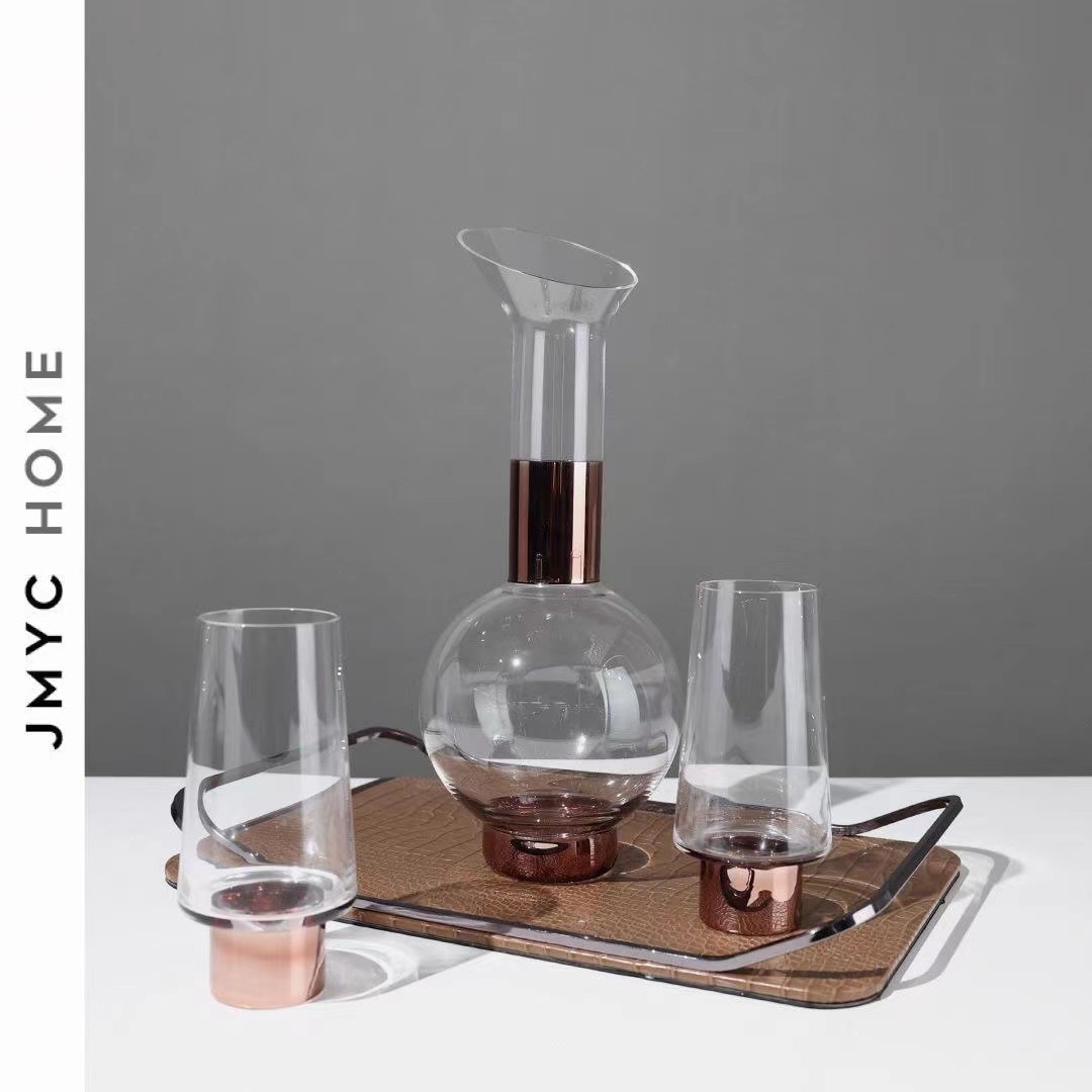ワインワイン仕切りミニマリストモダンライトレッドワインポットワイングラスセットローズゴールドスラントマウスウォーターボトルデカンター 5,807円