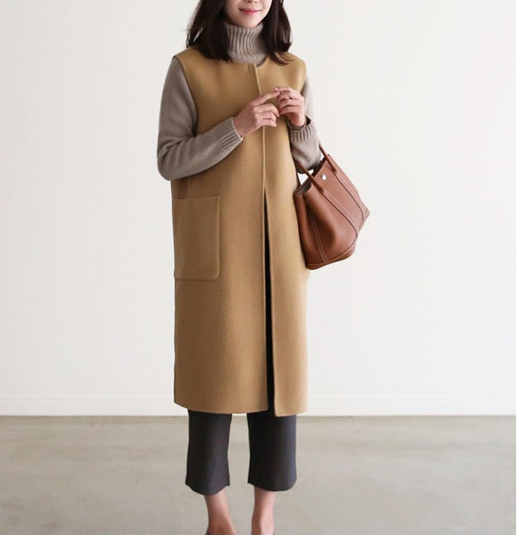 レディスベスト 厚手 ロングベスト 上着 冬 ビジネス 韓国風 秋 大きいサイズ 春 無地ベスト アウター ウール フォーマル 通勤OL