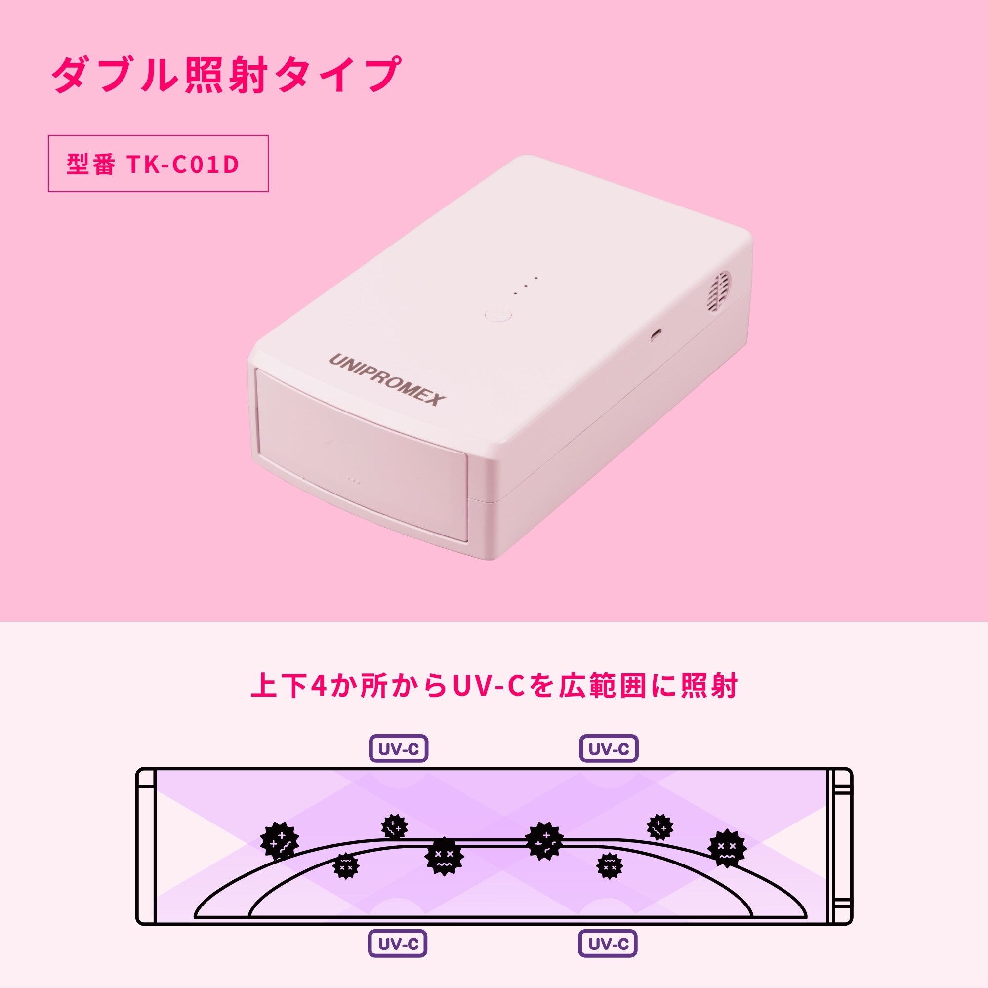 日本製マスク除菌ケース紫外君ダブルル照射タイプ 高出力UV-C LED5分で99.9％除菌乾燥ファン搭載専用マスク台付スマホも除菌