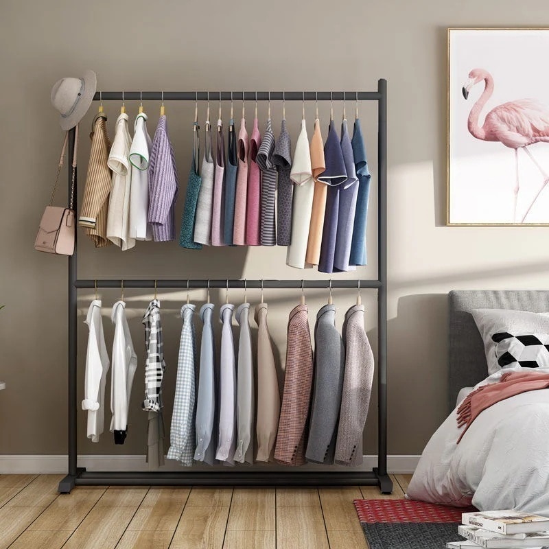 メガ割 多層ハンガ床用縦型物干しラッベッハンガー収納ラッ家庭用簡易コートラッハンガーラッハンガーラッ収大容洗濯物干収収納ラッラック福袋