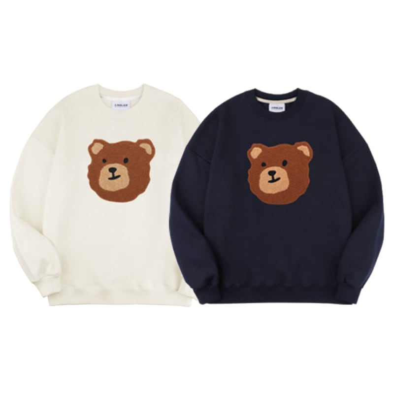 [Theboyz キュー 着用] Boucle bear Sweatshirt 2色 韓国 アイドル レディース メンズ 大きいサイズ 裏起毛 秋 冬