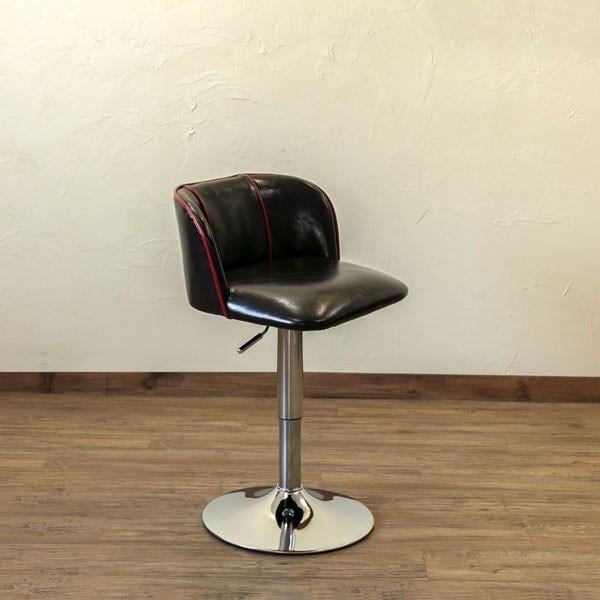 カウンターチェア ハイチェア レザー ヴィンテージ レトロ クロムメッキ 高さ調節 椅子 チェア バーチェア バースツール いす イス 座面高42-57cm ブラック