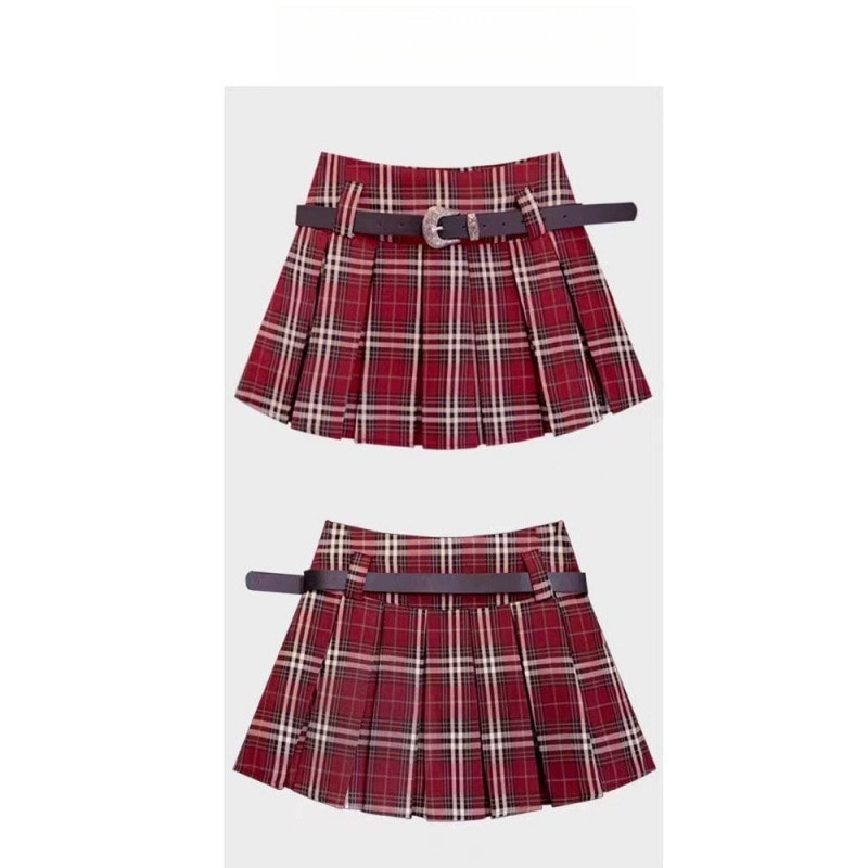 【1つ買うと10つ無料】春の小さなレトロカレッジスタイルハイウエストケーキスカートショートスカート