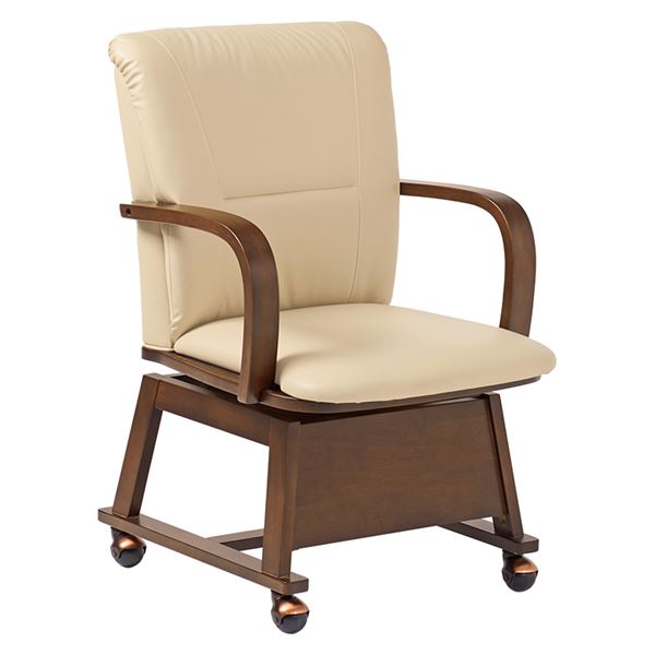 ダイニングチェア 約幅55×奥行62×高さ85cm ブラウン 1脚 こたつ対応 回転式 キャスター付き 肘付き 組立品 リビング 13,327円