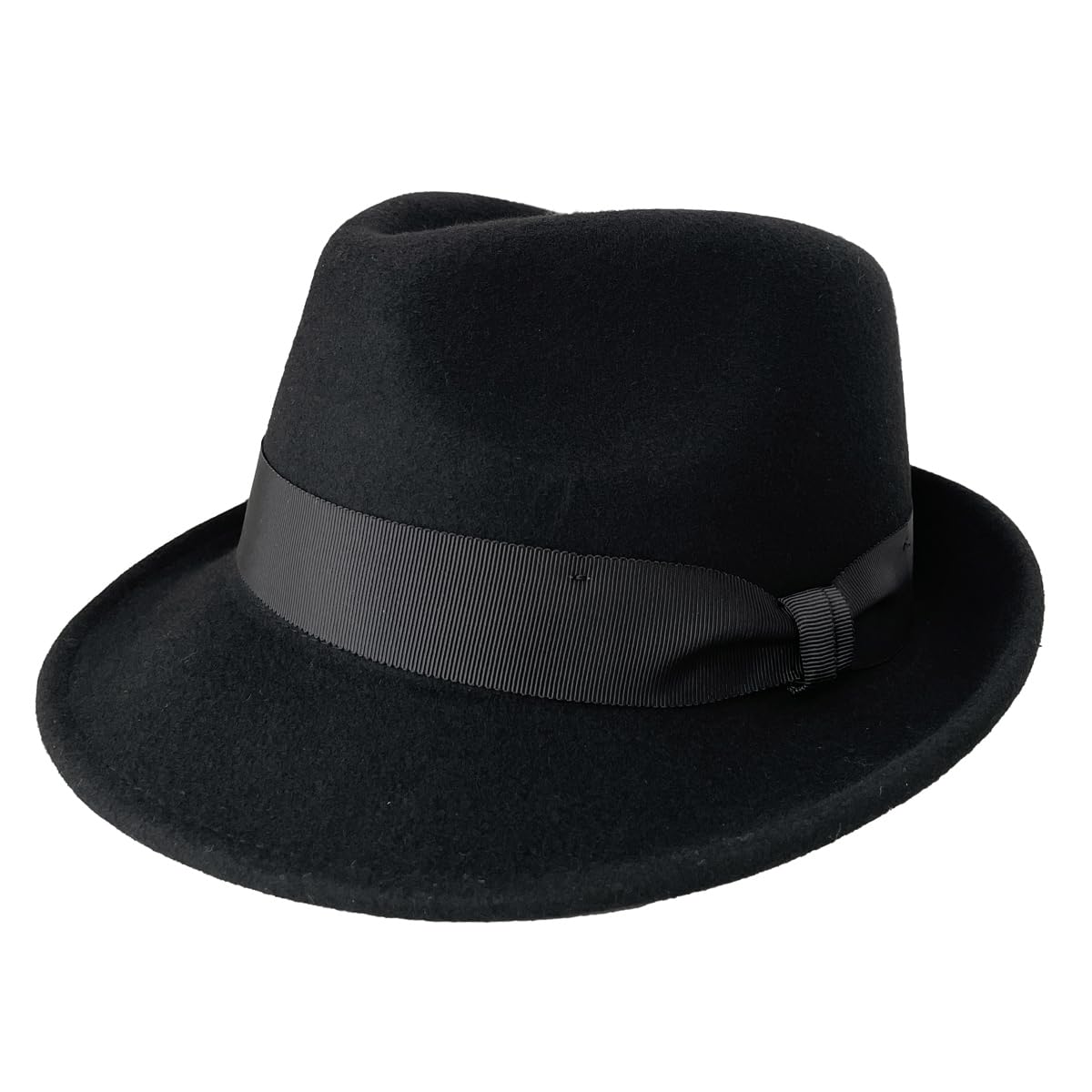 [ベーシクエンチ] Premium Charm Fedra フェルト ハット 帽子 ウール100% 中折れハット レディース メンズ Mサイズ ブラック