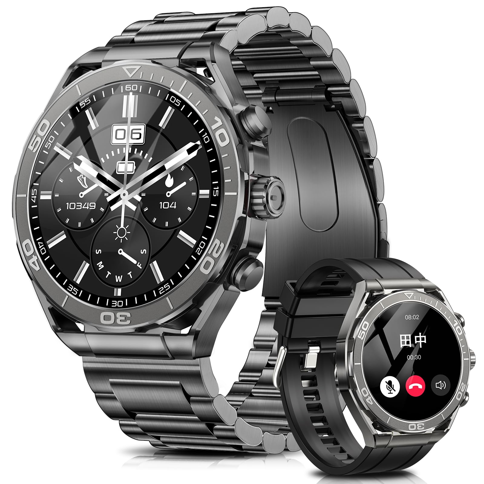 FOSMET LSW6 スマートウォッチ 丸型 メンズ AMOLEDディスプレイ搭載 i Phone アンドロイド対応 1.43 インチ大画面 smart watch 常時表示 Bluetooth5.