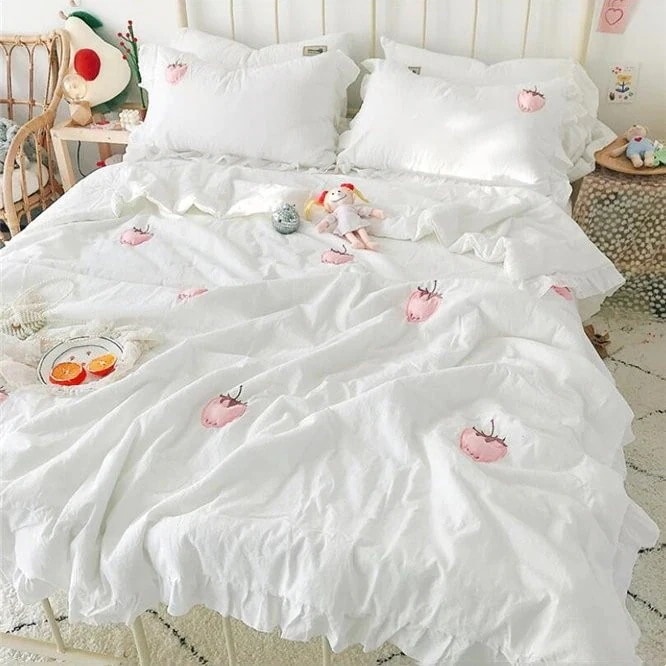 布団掛け布団4点セット刺繍フリル夏マットレス布団寝具綿涼しい感じエダケ夏 12,778円