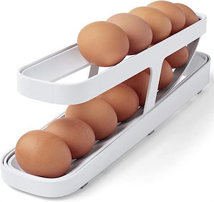 卵ケース 卵入れ 冷蔵庫用 たまご収納 自動ローリングエッグコンテナ 2段エッグラック