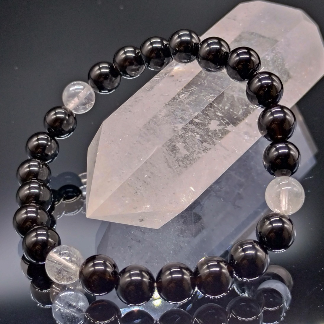 モリオン ヒマラヤ水晶 3天 8mm 鑑別済み 5A ブレスレット パワーストーン