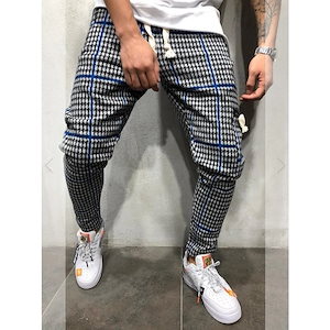 ジョガーメンズラージサイズオータムチェックパンツボトムストレーニングパンツ30代40代