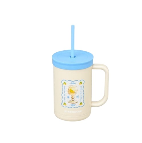 SS サマーブリーズ TKHA コールドカップ 600ml 韓国スターバ グッズ ストロー付き 水筒 保温 保冷 蓋付き オフィス 持ち運び