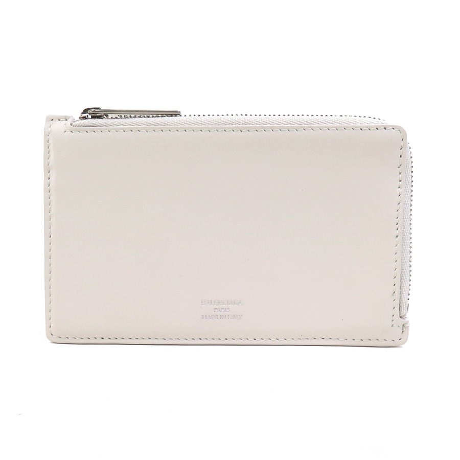 バレンシアガ BALENCIAGA カードケース レザー アイボリー シルバー レディース e61581