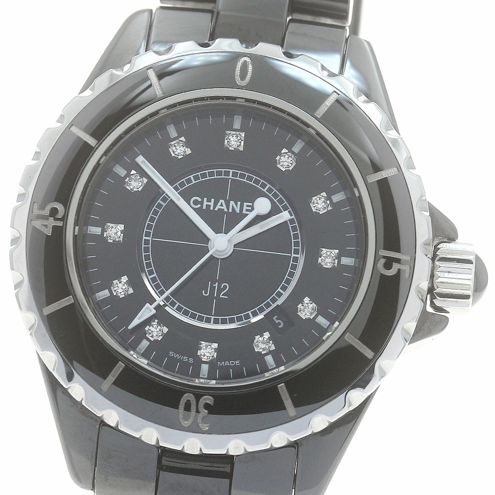 シャネル CHANEL H1625 J12 黒セラミック 33ｍｍ 12Pダイヤ クォーツ レディース 良品 _881909【中古】