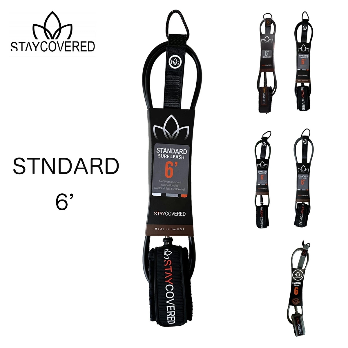 スティカバード サーフボード リーシュコード スタンダードリーシュ 6フィート 6.6ミリ STAY COVERED LEASH STANDARD Made in USA