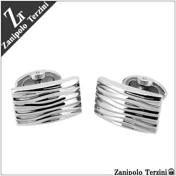 ザニポロタルツィーニ 波模様 サージカルステンレス カフスボタン カフス カフリンクス 銀釦 銀釦