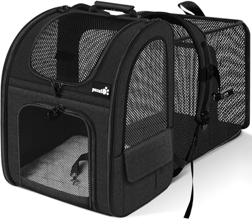 ペット猫 キャリーバッグ 猫用 犬用 リュック 猫 キャリー リュックメッシュ窓 通気性 拡張可能 2WAY ペット用バックパック 折り畳み お出かけ ドライブ 旅行 通院 防災 避難用 ペットキャリ