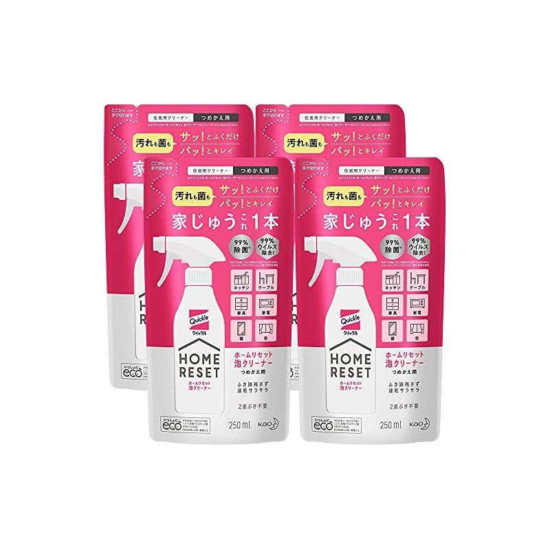 【即納】【まとめ買い】クイックルホームリセット 泡クリーナー詰め替え250ml×4個 白