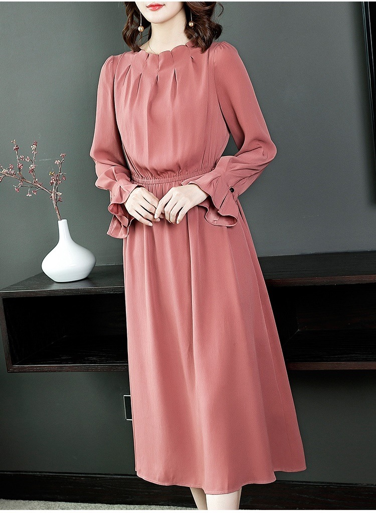A1026.Uネックフリルフレアドレス 2019 春夏 sale 春夏 sale ワンピース 長袖 エレガント お呼ばれ パーティー 結婚式 披露宴 女子会 レストラン デート