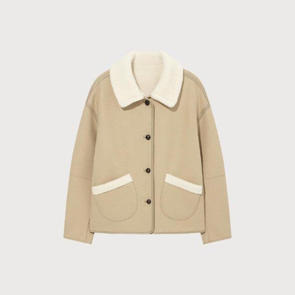 M ジャケット CQK CO2504JK78-BE ウーマン リバーシブル シアリング ジャケット ベージュ