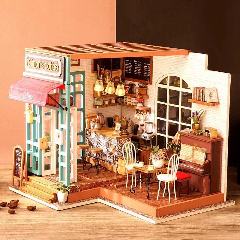 Diy アートハウス組み立て可能なモデルマイクロランドスケープ小さな家文学サイモンズタイムコーヒー期間限定で30％オフの価格です 5,469円