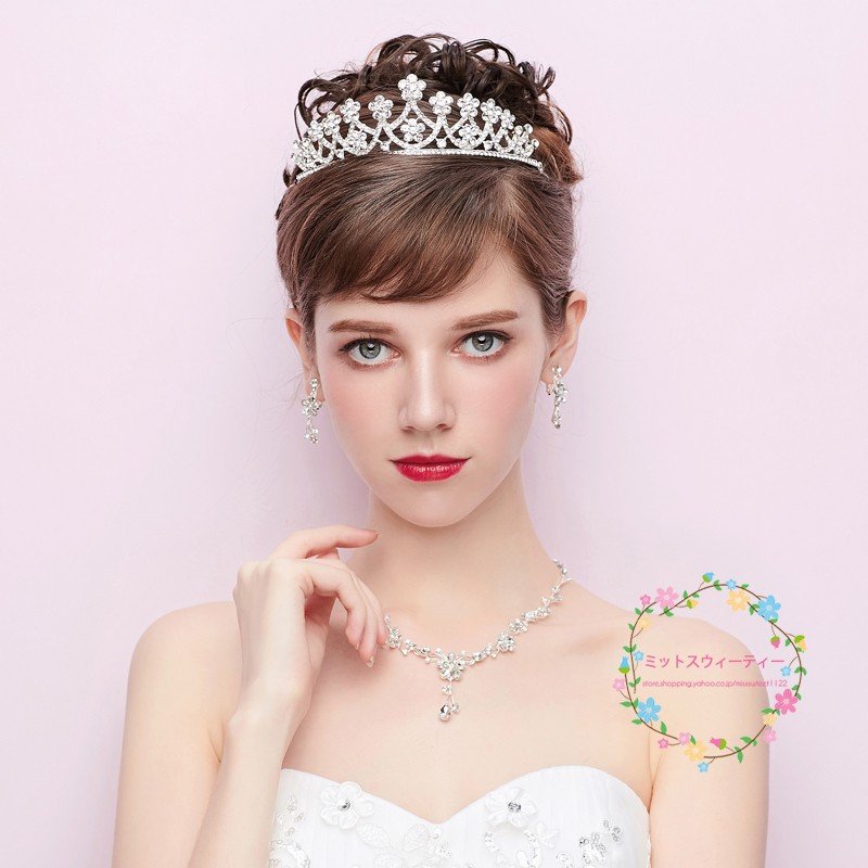 ウェディング ヘッドドレス 安い ティアラ クラウン ネックレス ピアス/イヤリング 結婚式 髪飾り