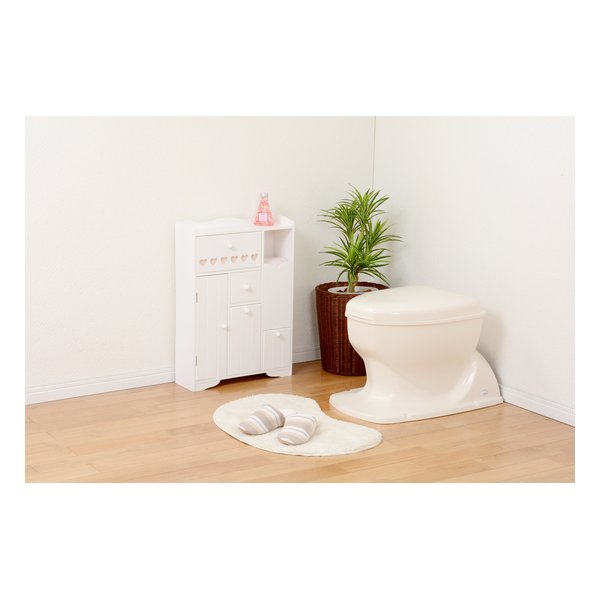 トイレ収納ラック ホワイト ハート柄 幅45cm MTR-6510WH