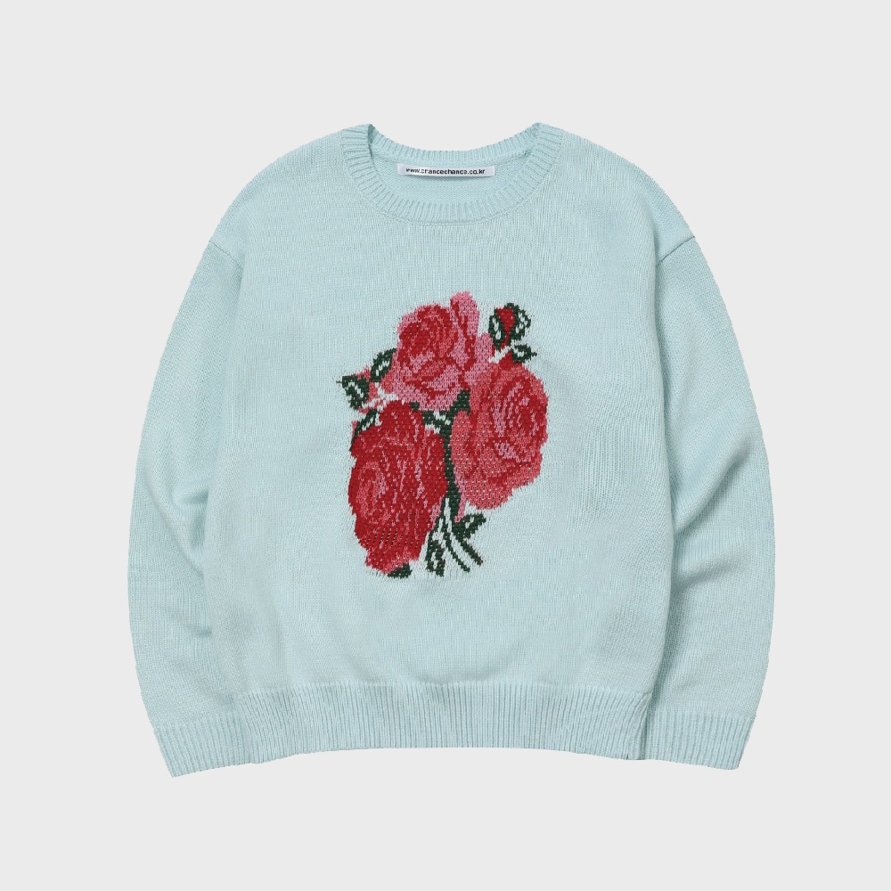 FLOWER KNIT SWEATER(SKY BLUE)