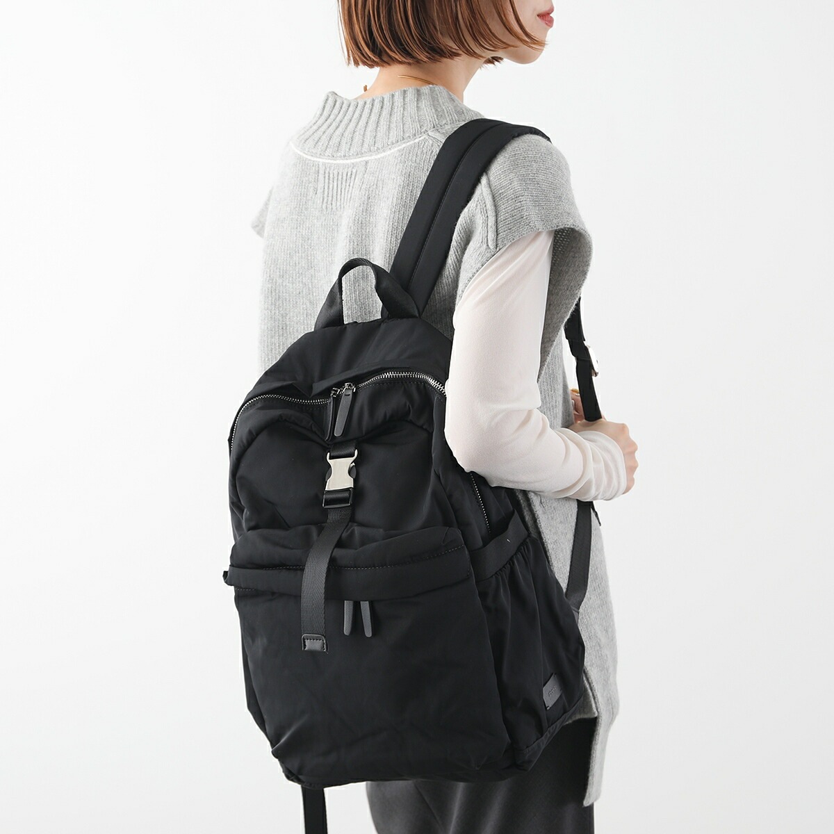 story. ストーリー バックパック PL VERIAS BACKPACK 3A-1812-4 レディース 撥水 センターベルト リュック マザーズバッグ 旅行 バッグ 鞄 01/Black