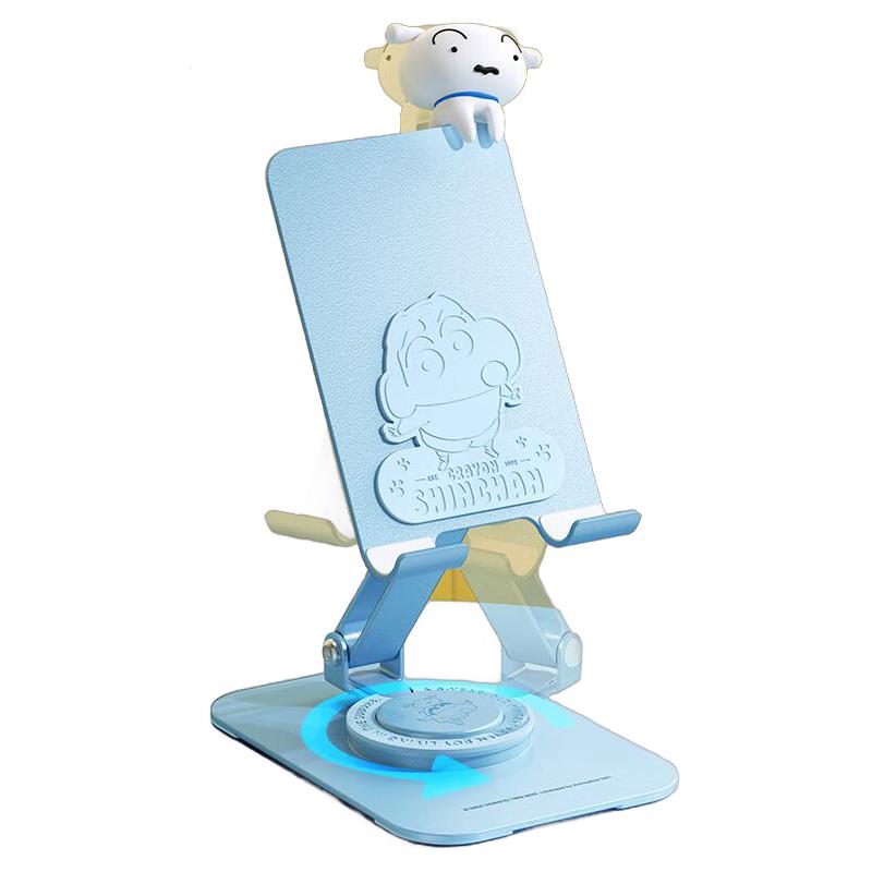 クレヨンしんちゃん携帯スタンドデスクトップ折りたたみ携帯金属コンパクト回転携帯スタンドタブレットipad怠け者ライブゲーム鶏を食べるネット授業追劇多機能グリーン