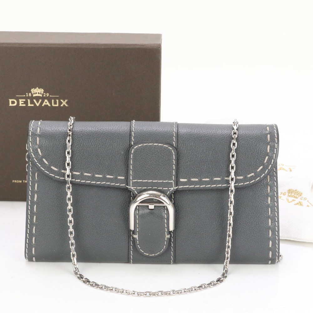 美品 ブリヨン デルヴォーチェーン ウォレット ショルダー バッグ レザー 2WAY 長財布 斜め掛け 長財布 二つ折り 三つ折り コンパクト ウォレット ラウンドファスナー レディース EEE