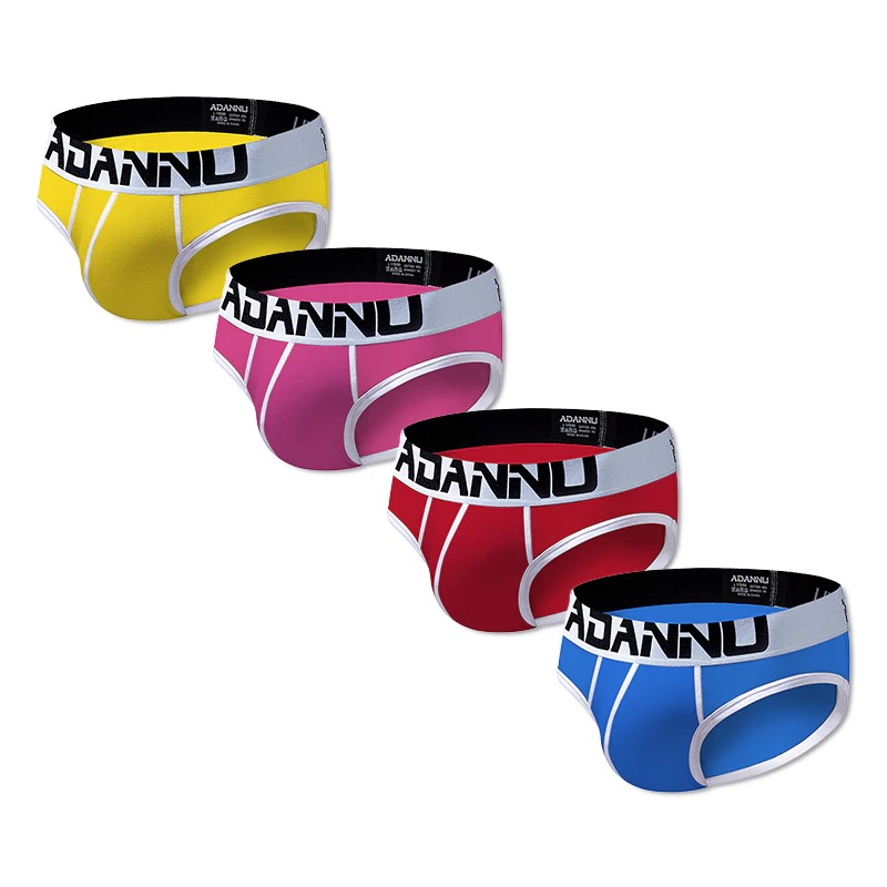 4ピース/ロットブランド男性ブリーフ綿男性下着通気性u凸ローウエストパンツcuecaタンガパッチワー