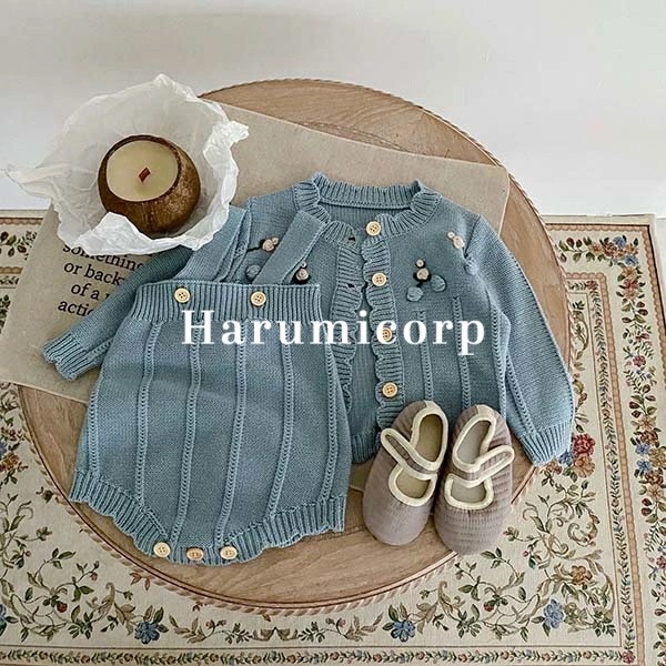 【即納1017】セットアップ キッズ カーディガン 長袖 ベビー服 女子 男子 ロンパース ニット セーター 子供服 トップス カットソー 春秋冬 新生児 赤ちゃん おしゃれ 可愛い 誕 出産お祝い