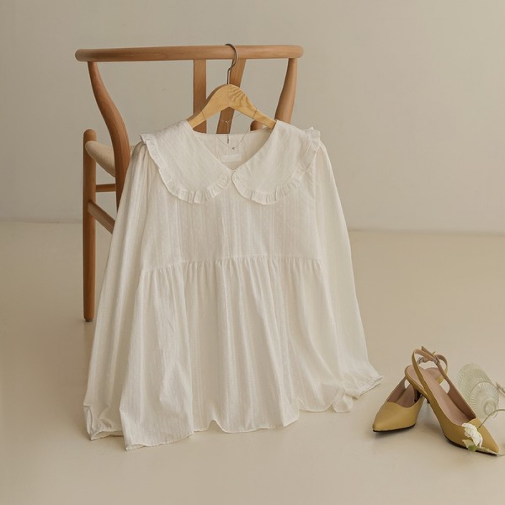 [Elysia] ベッカーラブリーコットンフリルカラーブラウス