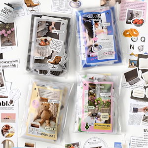 200枚セット シールブック ステッカーブック DIYデコ 可愛い コラージュ 素材 ノート 日記 装飾 スクラップブック 手帳 ステッカー 素材紙 セット大容量 レトロ