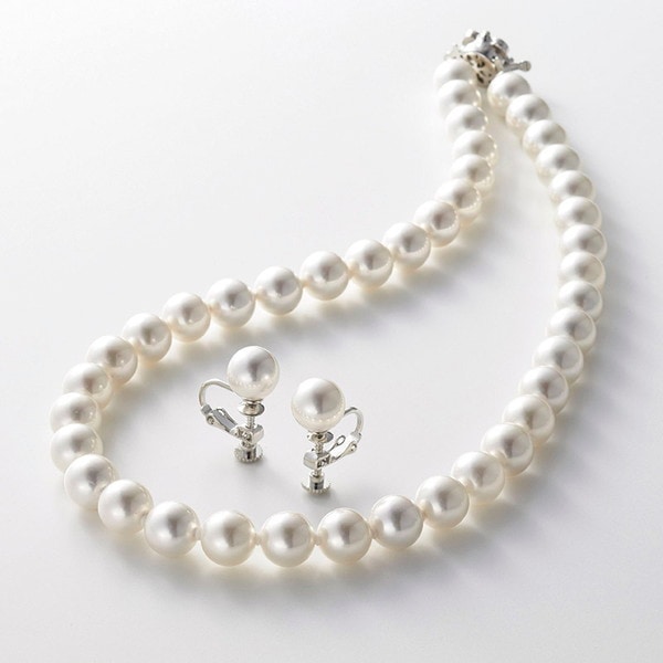 カンサイ 花珠貝パールネックレス&イヤリング ホワイト 29001W