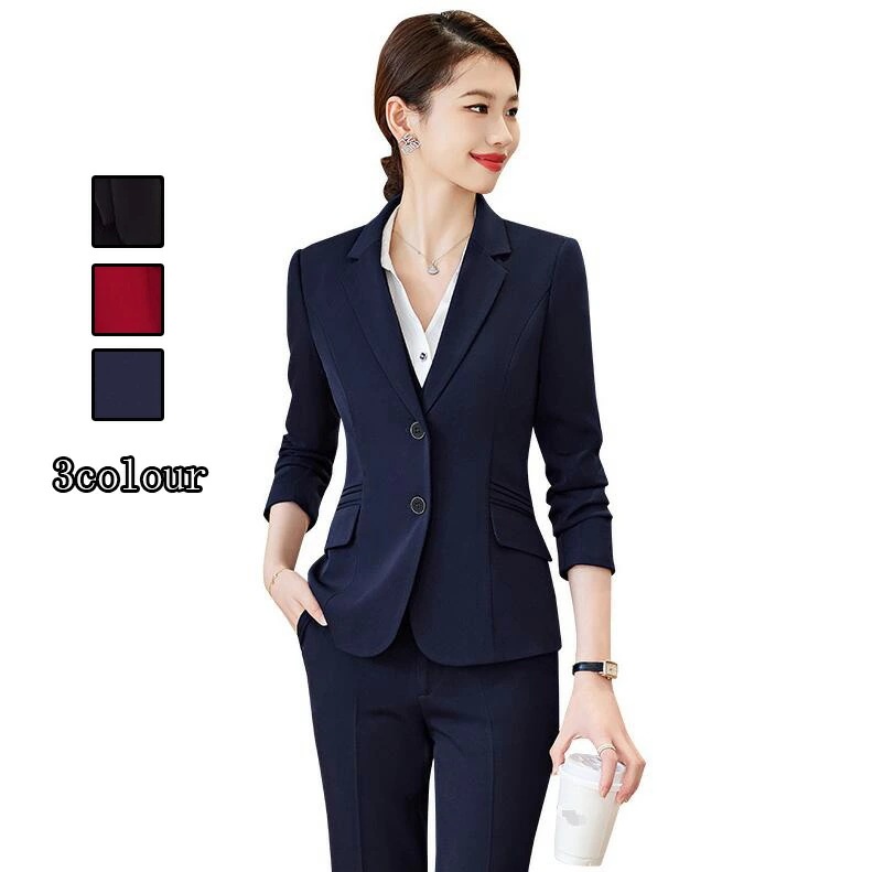 洗えるスーツ 着痩せ レディース フォーマル セットアップ 通勤 OL 長袖ジャケット/パンツ/スカート/シャツ 2点セット ママ 入学式 卒業式 カジュアル ビジネス パンツスーツ 結婚式 オフィス