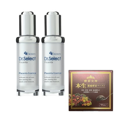 お得セット酵素女神本生濃縮酵素ペースト1箱＋ドクターセレクト プラセンタエッセンス　20ｍｌ×2個　プラセンタエキス100％ 配合　エクセリティー Dr.Select プラセンタ原液　エッセンス　Doctor Select Placenta Essence 20ml 100% Placenta Extract Qoo10] ドクターセレクト お得セット酵素女神本生濃縮酵素ペースト1