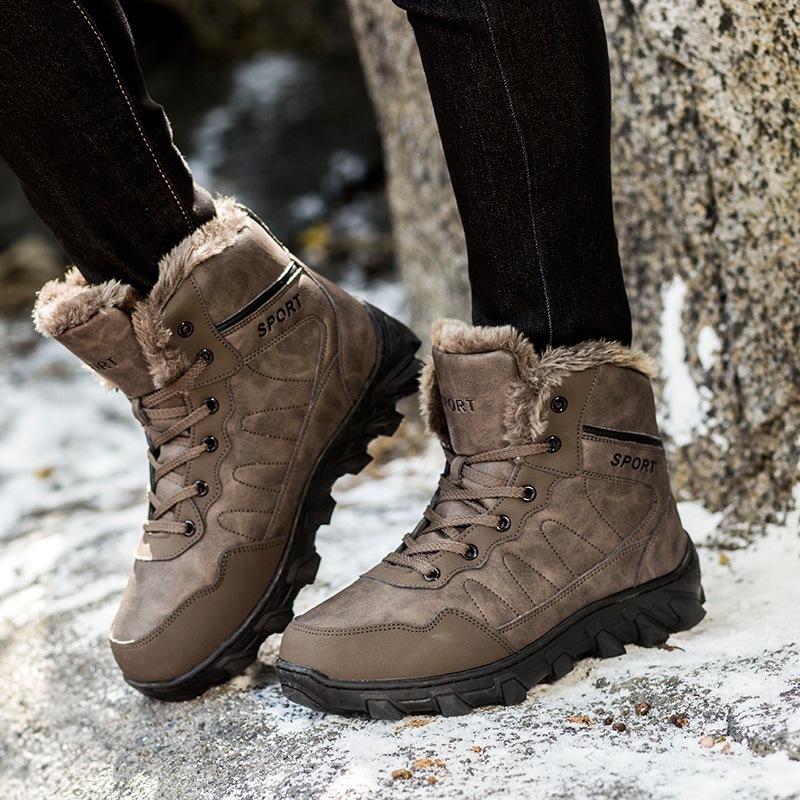 Hot!!!入荷 防寒対策 スノーシューズ メンズ 防水 防寒ブーツ 裏ボア ヒール ワークブーツ ハイカット バイクブーツ 冬用 厚底 滑り止め スノーブーツ トレッキング