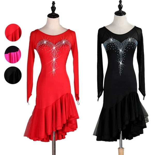 ラテン衣装 チャチャチャ 社交ダンス 社交ダンス衣装 ラテンドレス ワンピース ダンス衣装 スタンダード ワルツ ラテンダンス ラテン ドレス 競技着 練習着 舞踏会 演出用 舞台 発表会ドレス ロー