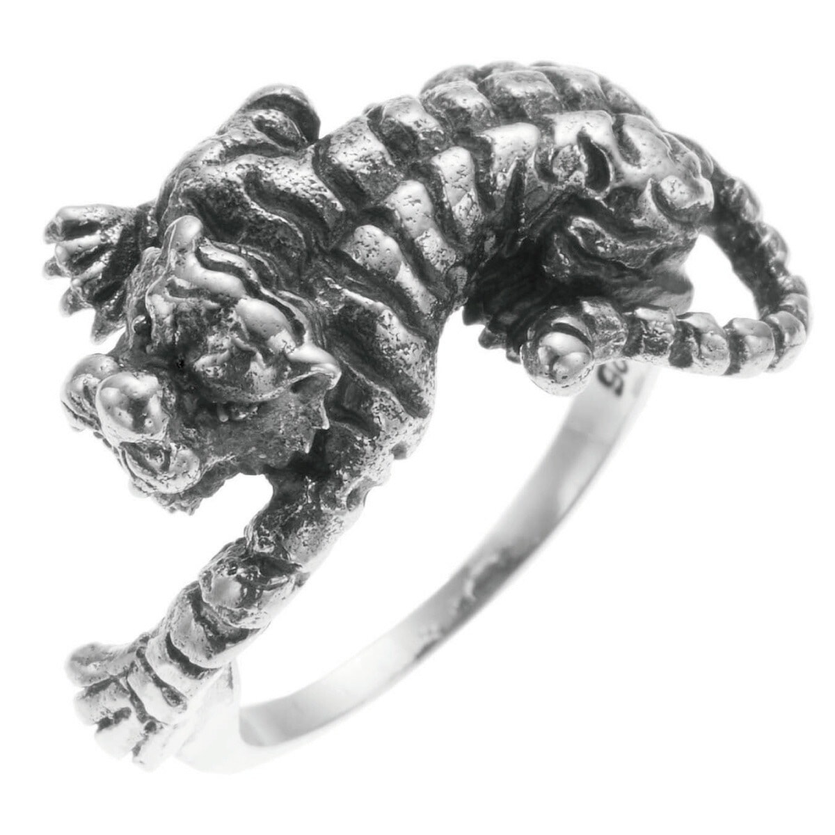 リング レディース メンズ シルバー925 虎 トラ タイガー 動物 アニマル 大ぶり 幅広 ワイド